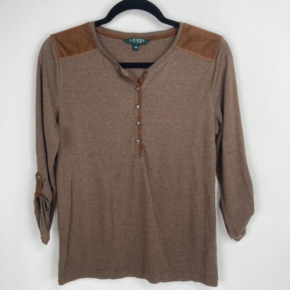 Lauren Ralph Lauren Brown Top L - Picture 2 of 8